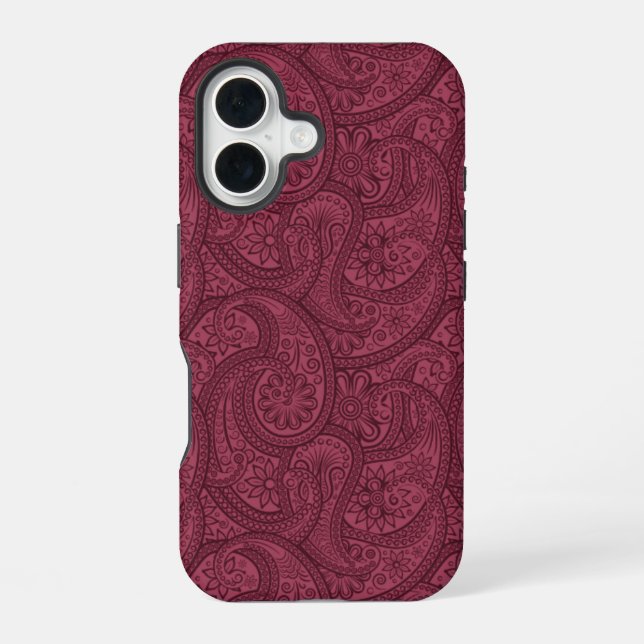 Funda Para iPhone 16 Merlot Paisley (Reverso )