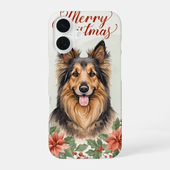 Funda Para iPhone 16 Merry Christmas Dog Festive Holiday Phone Case (Reverso )