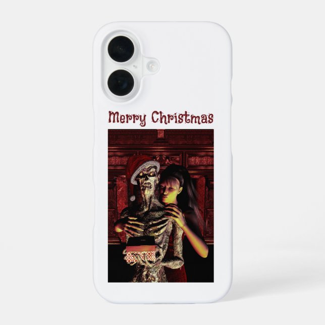 Funda Para iPhone 16 Merry Christmas. Funny skeleton with woman (Reverso )