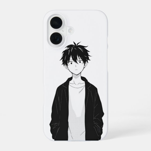 Funda Para iPhone 16 Minimal Anime Boy Phone Case (Reverso )