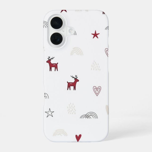 Funda Para iPhone 16 Minimal Cute Reindeer Christmas Pattern (Reverso )