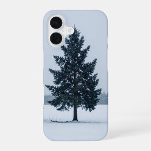Funda Para iPhone 16 Minimal Winter Lone Fir Tree Snow Phone Case