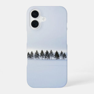 Funda Para iPhone 16 Minimal Winter Tiny Trees White Phone Case