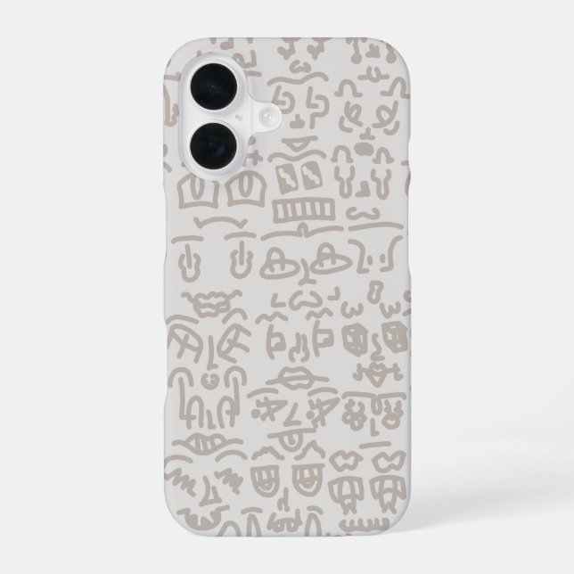 Funda Para iPhone 16 Minimalist Beige Doodle Pattern  Case – Abst (Reverso )
