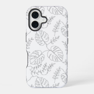 Funda Para iPhone 16  Minimalist Botanical Line Art Leaves Case