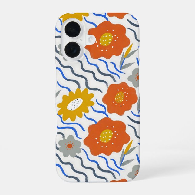 Funda Para iPhone 16 Modern Abstract Flowers Boho Wavy (Reverso )
