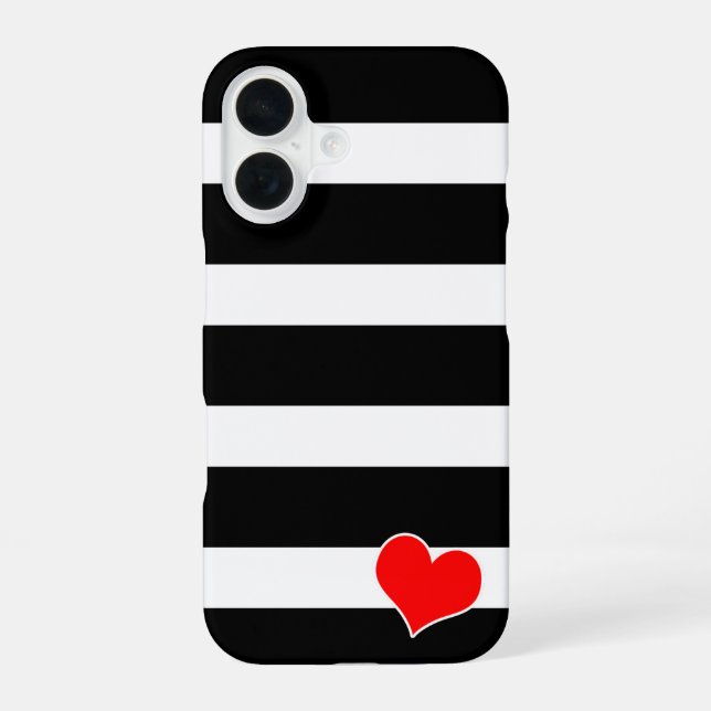 Funda Para iPhone 16 Modern Black & White Striped (Reverso )