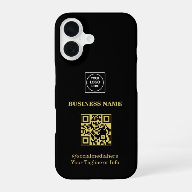Funda Para iPhone 16 Modern Business Logo QR Code Promo iphone case (Reverso )