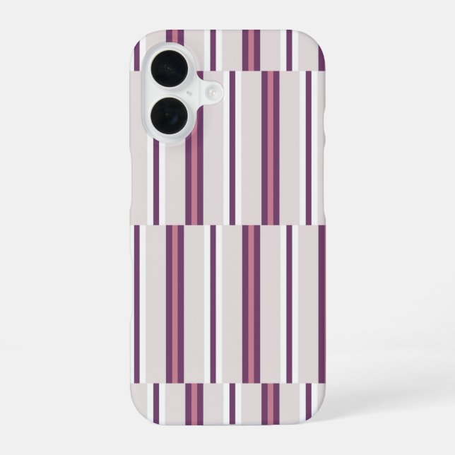 Funda Para iPhone 16 Modern Mauve and Plum Stripe (Reverso )
