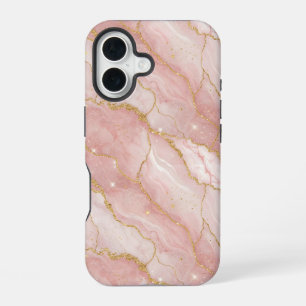 Funda Para iPhone 16 Modern Rose Quartz Marble Gold