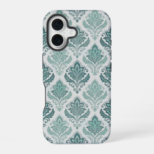 Funda Para iPhone 16 Modern Teal Nordic Damask