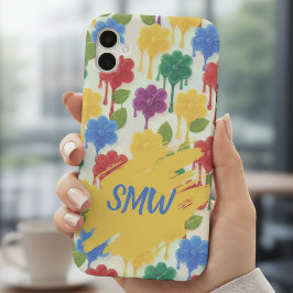 Funda Para iPhone 16 Modern Whimsical – Dripping Flower Monogram