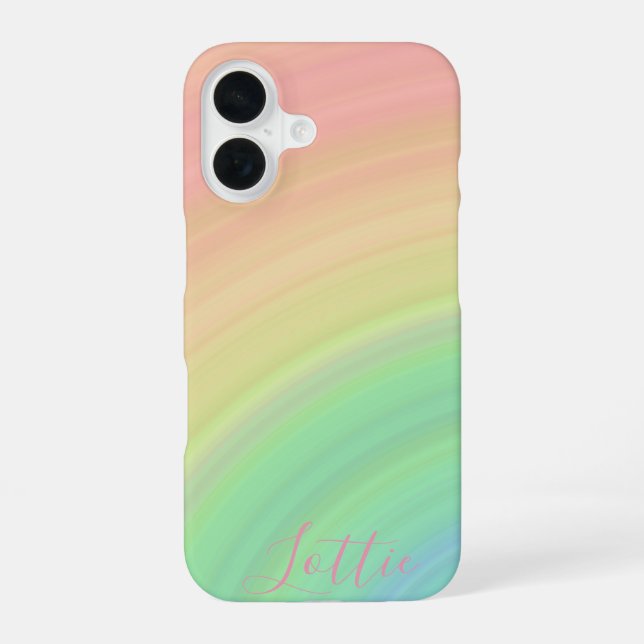 Funda Para iPhone 16 Moderno degradado monogramado de arco iris (Reverso )