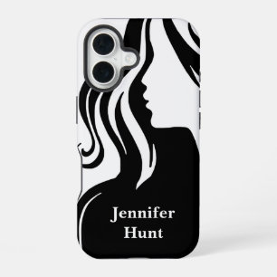 Funda Para iPhone 16 Moderno, Empleado, Blanco y negro