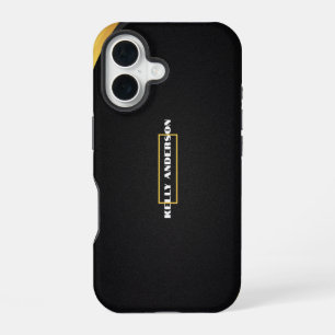 Funda Para iPhone 16 Moderno Patrón Negro y Dorado Minimalista con Pers