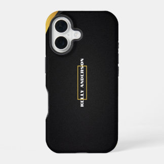 Funda Para iPhone 16 Moderno Patrón Negro y Dorado Minimalista con Pers