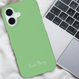 Funda Para iPhone 16 Moderno y elegante monograma verde Minimalista mod