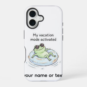 Funda Para iPhone 16 Modo de vacaciones de rana linda activado divertid