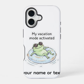 Funda Para iPhone 16 Modo de vacaciones de rana linda activado divertid
