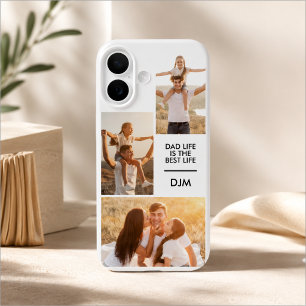 Funda Para iPhone 16 Monograma 3 Foto La Vida de Papá es la Mejor Vida