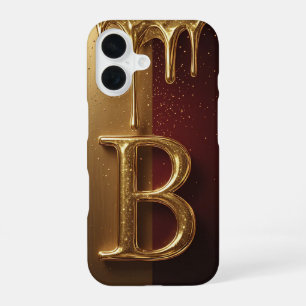 Funda Para iPhone 16 💎 Monograma B Glitter Negrita Con Líquido Que Got