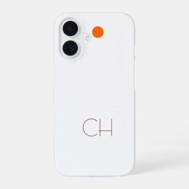 Funda Para iPhone 16 Monograma blanco de círculo naranja (Reverso )