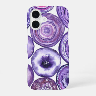 Funda Para iPhone 16 Monograma de ágata violeta