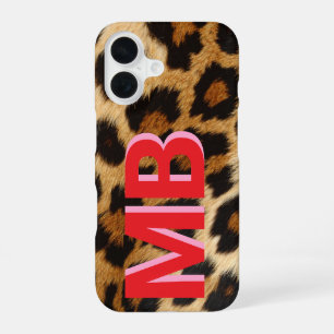 Funda Para iPhone 16 Monograma de Estampado de Leopardo