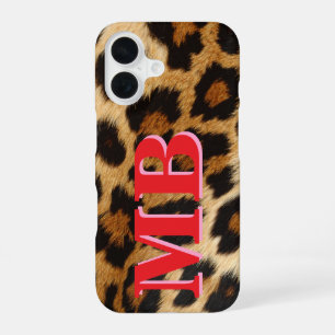 Funda Para iPhone 16 Monograma de Estampado de Leopardo
