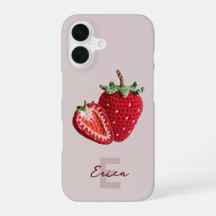 Funda Para iPhone 16 Monograma de fresa de crujiente de Moda de abeja r