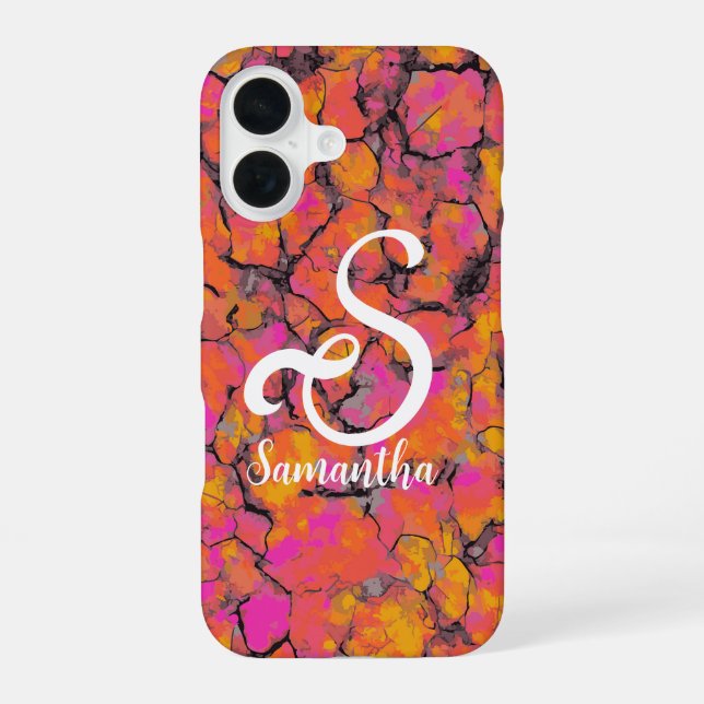 Funda Para iPhone 16 Monograma de mármol tropical (Reverso )