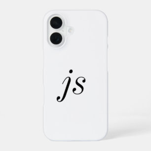 Funda Para iPhone 16 Monograma de nombre en negro y blanco moderno