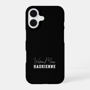Funda Para iPhone 16 Monograma de nombre en negro y blanco moderno