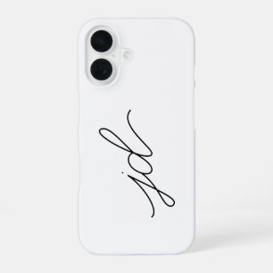 Funda Para iPhone 16 Monograma de nombre en negro y blanco moderno
