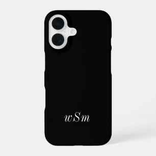 Funda Para iPhone 16 Monograma de nombre en negro y blanco moderno