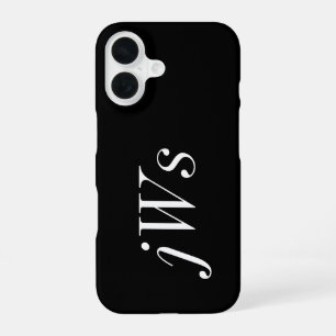 Funda Para iPhone 16 Monograma de nombre en negro y blanco moderno