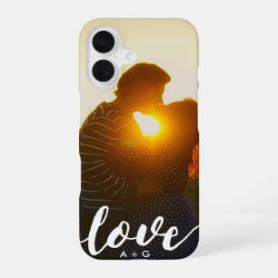 Funda Para iPhone 16 Monograma de parejas LOVE Foto personalizada