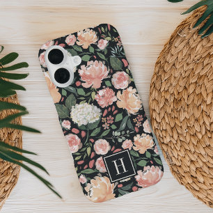 Funda Para iPhone 16 Monograma de patrón floral de acuarela de verano
