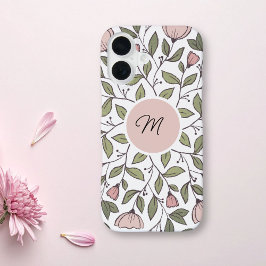 Funda Para iPhone 16 Monograma de Personalizado floral Delicado