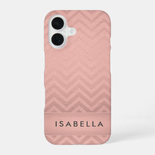 Funda Para iPhone 16 Monograma de Relieve metalizado dorado Rosa de che