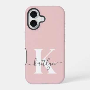 Funda Para iPhone 16 Monograma elegante en rosa y gris