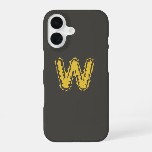 Funda Para iPhone 16 Monograma espeluznante amarillo morado sobre gris