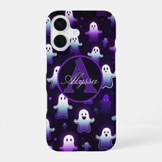 Funda Para iPhone 16 Monograma Fantasmas Brillantes en la Noche