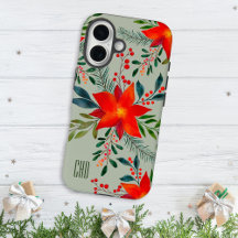 Monograma floral de Navidades de la noción roja fe