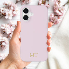 Funda Para iPhone 16 Monograma inicial de oro rosado Minimalista modern