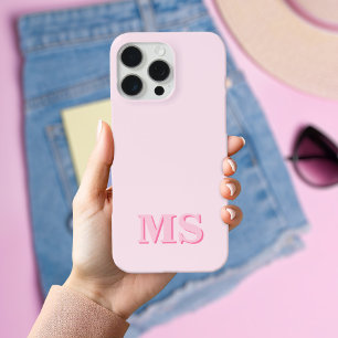 Funda Para iPhone 16 Monograma Inicial Rosa Minimalista Moderno