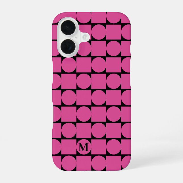 Funda Para iPhone 16 Monograma moderno Fuchsia geométrico de moda (Reverso )