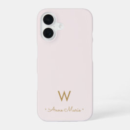 Funda Para iPhone 16 Monograma moderno Rubor con guión de oro rosa