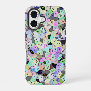 Funda Para iPhone 16 Monograma   Multitud Colorida de Caras  