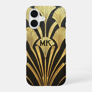 Funda Para iPhone 16 Monograma negro egipcio Art Deco de los años 20 en